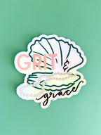 Thirteenwinks - Grit and grace -pearl necklace oyster holographic sticker
