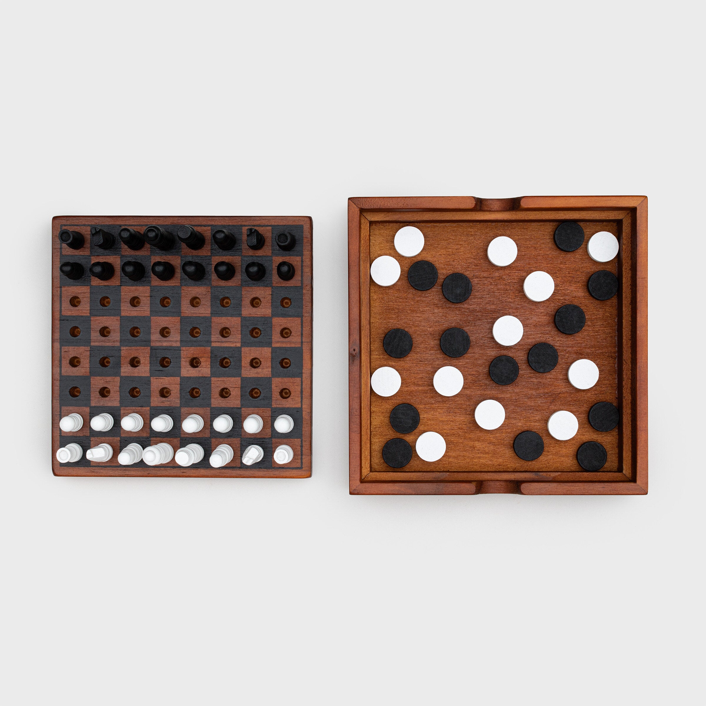 Iron & Glory Wooden Chess & Checkers Set
