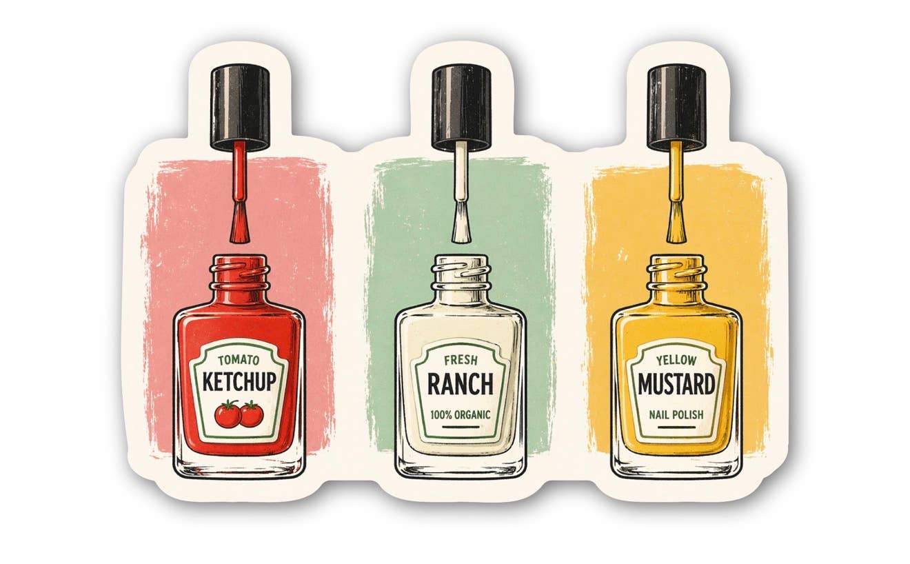 inviting affairs paperie - Condiment Nail Polish Die Cut Sticker –Ketchup Ranch Mustard