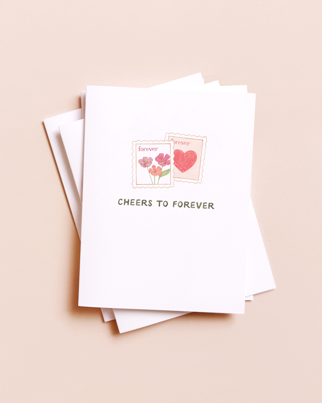 Amy Zhang - Cheers To Forever — Snail Mail Stamp Pun Wedding Card