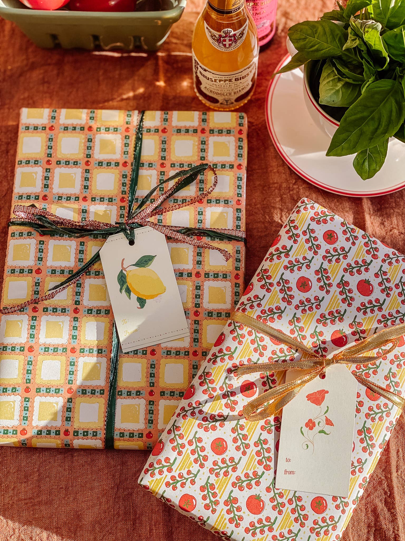 re:mused studio - Tomato Ravioli Gift Wrap Sheet - Double Sided