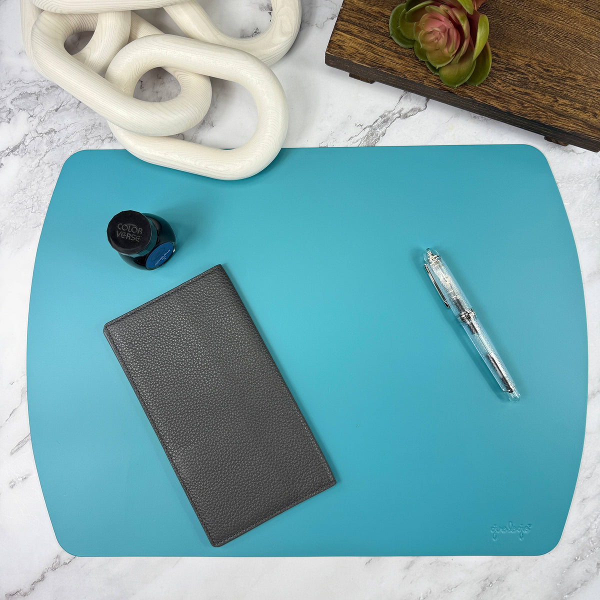 Writing Mat- Italian Repurposed Leather: Congac