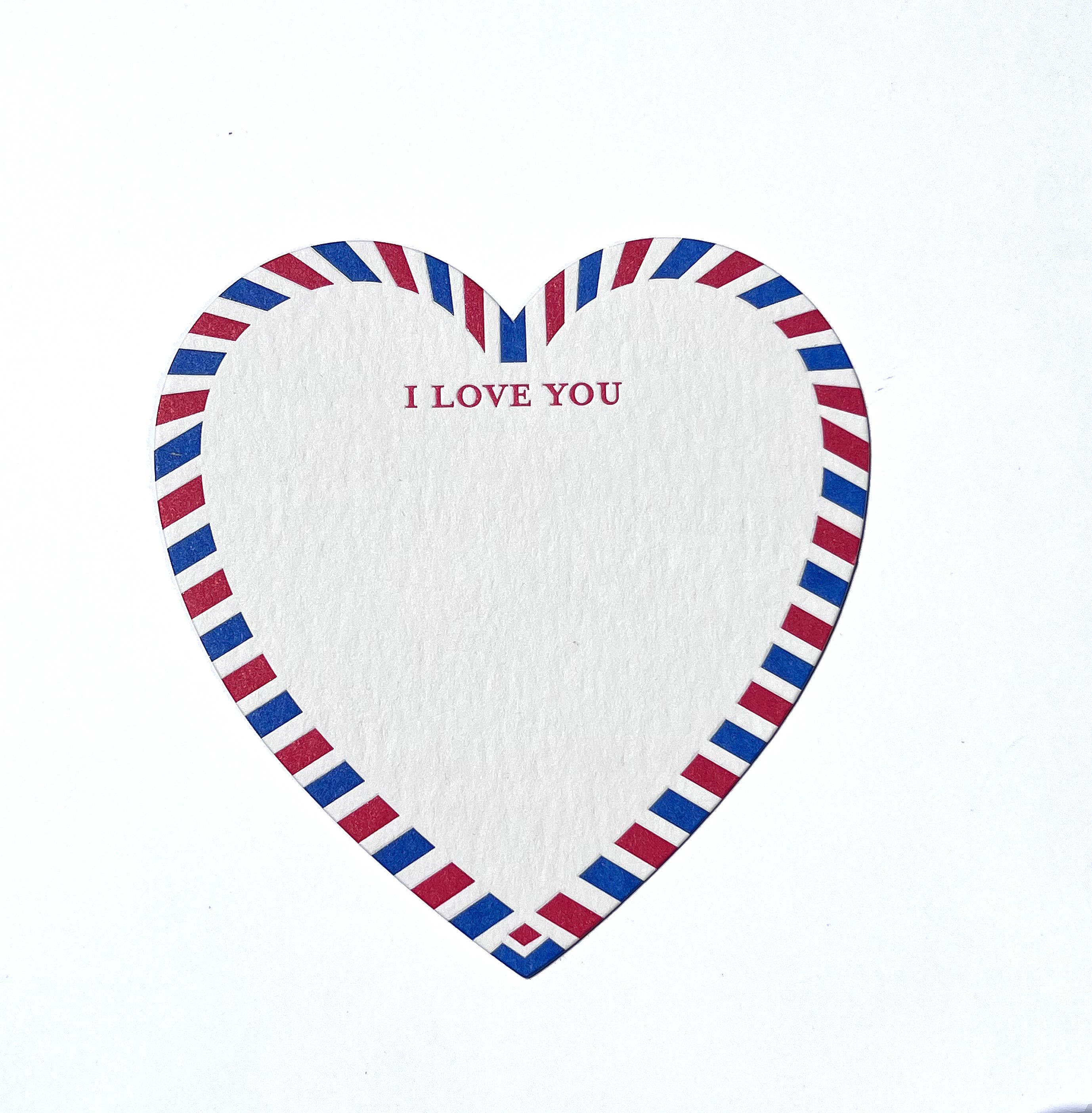 LA PAPER LOVER - Hello -Thank You -I love you Letterpress heart shaped card