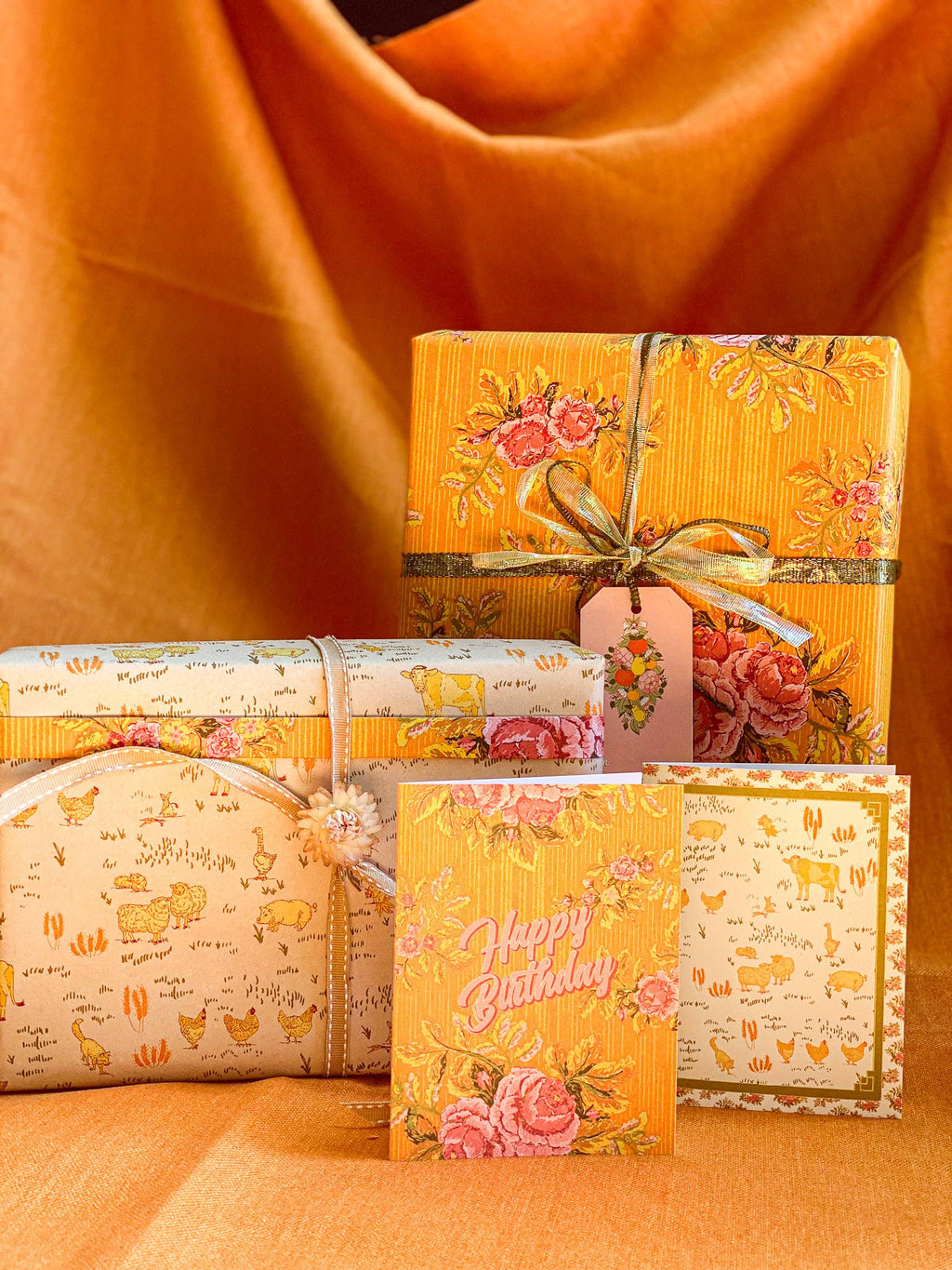 re:mused studio - Barnyard Blooms Gift Wrap Sheet - Double Sided