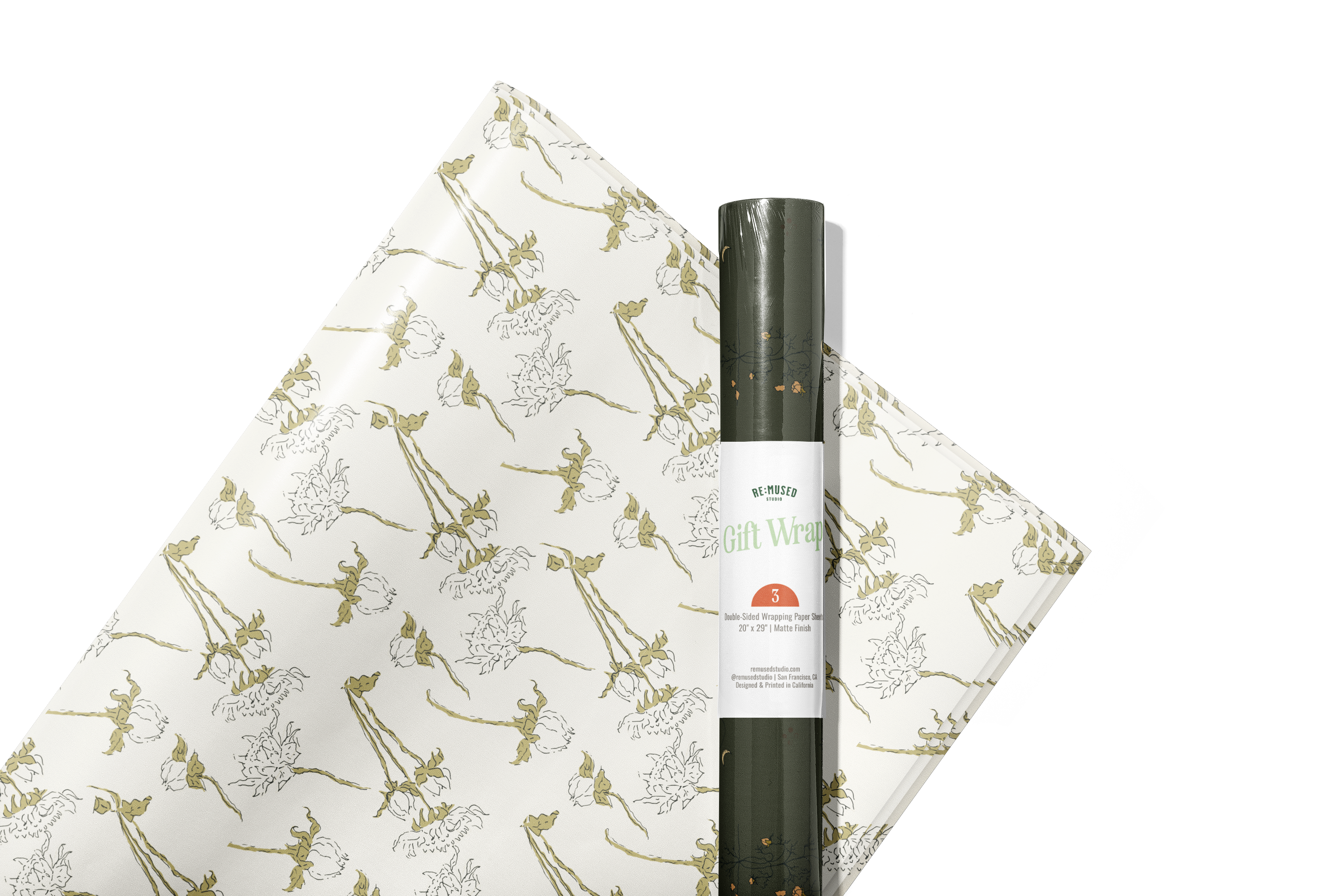 re:mused studio - Spooky Blooms Gift Wrap Sheet – Double Sided