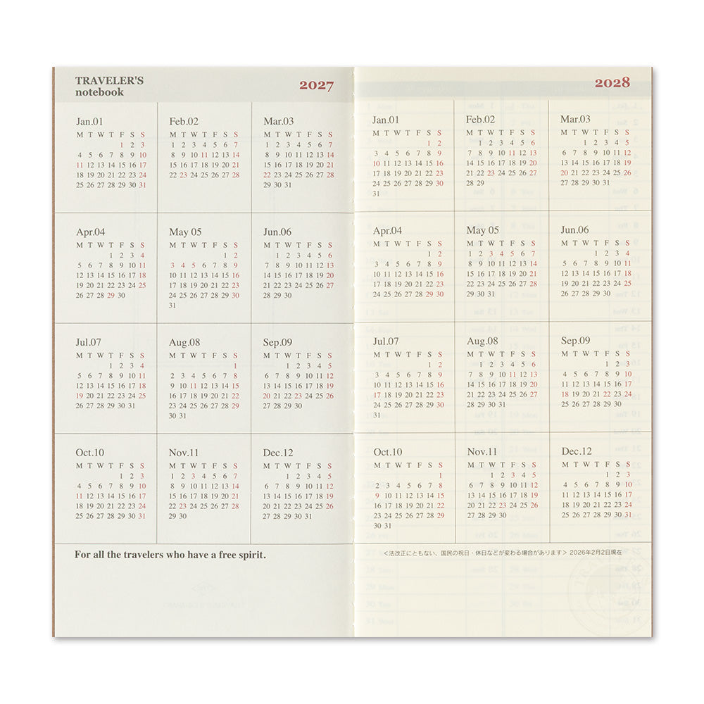 Traveler's Company 2027 Weekly + Memo - Regular Size