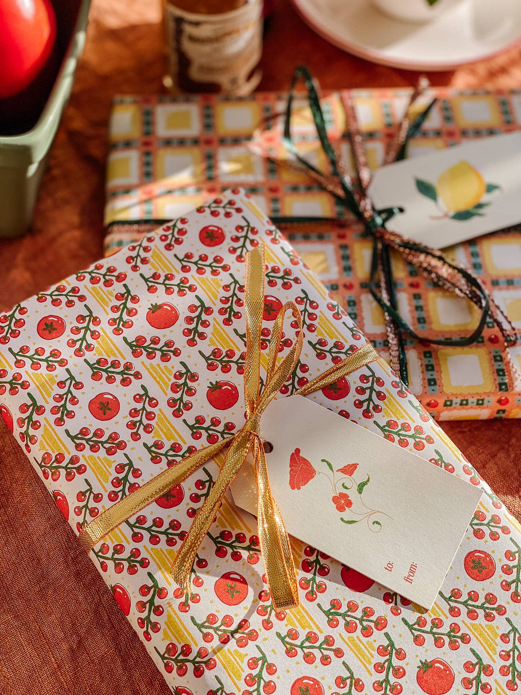 re:mused studio - Tomato Ravioli Gift Wrap Sheet - Double Sided