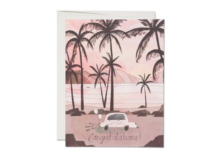 Red Cap Cards - Getaway Car Wedding Greeting Card