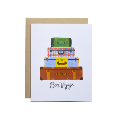 Forage Paper Co. - Bon Voyage Card, Thinking of You Travel Card (Box of 8)