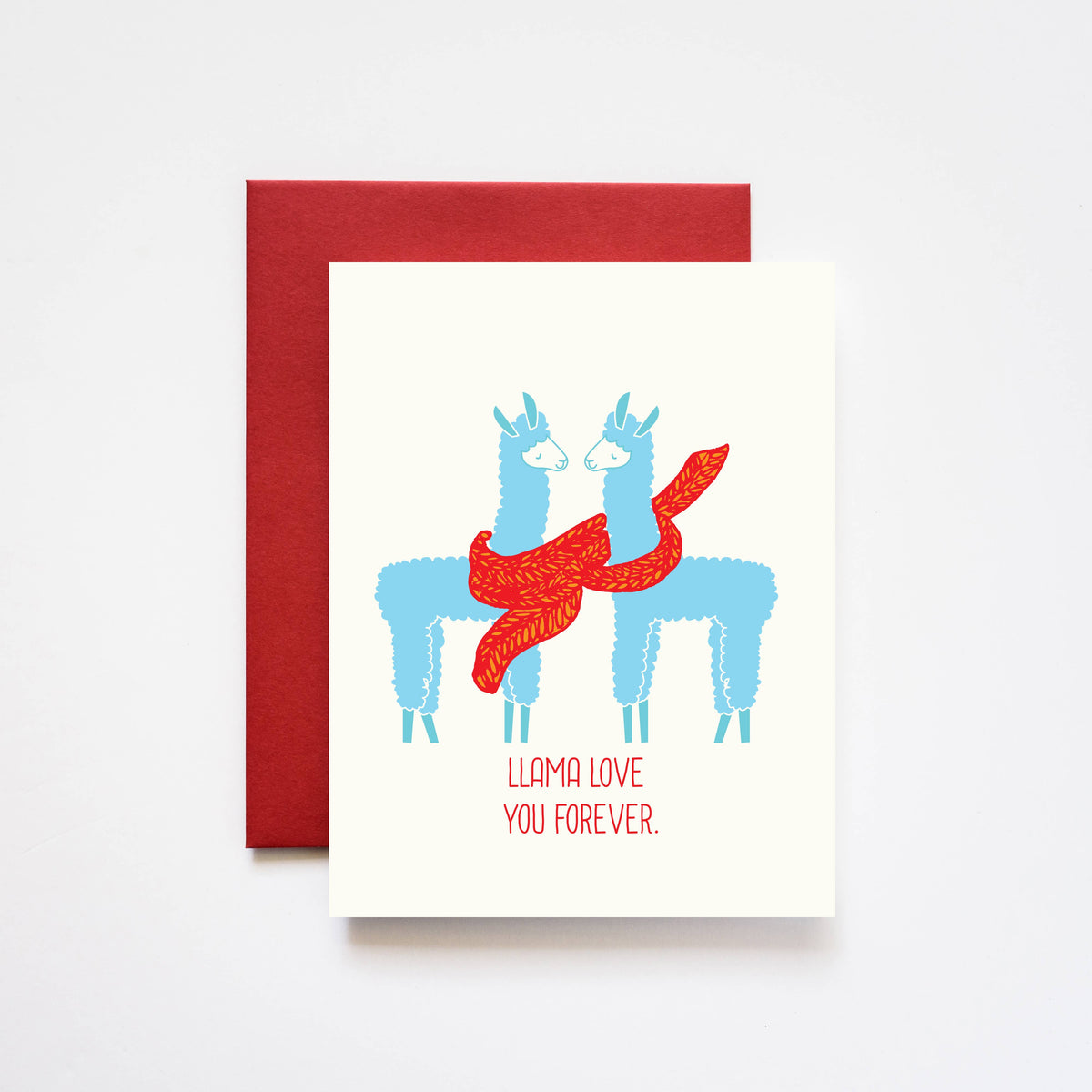 ILOOTPAPERIE - Llama Love You Forever Valentine Love Greeting Card: 4.25" x 5.5"