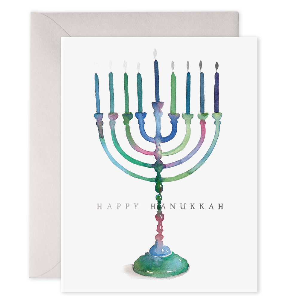 E. Frances Paper - Colorful Menorah Hanukkah Greeting Card Chanukah Card: 4.25 X 5.5 INCHES