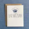 Lucky Bee Press - Blue Bar Mitzvah Crown - letterpress card