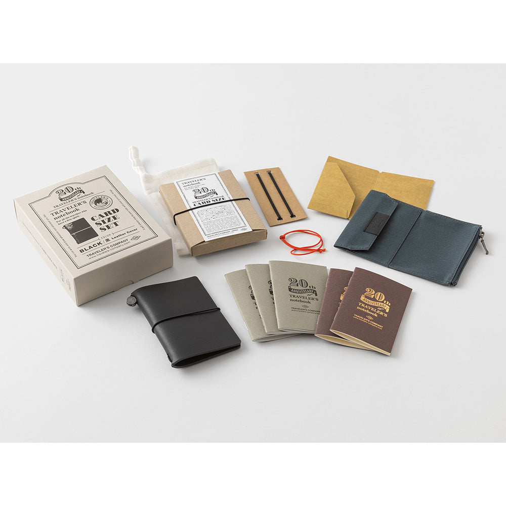 Traveler's Company, Notebook 20th Anniversary, Card Size Set, Black