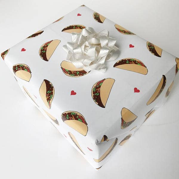 Steel Petal Press - Taco Gift Wrapping Paper - Roll of 3 Sheets