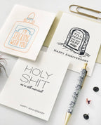 Steel Petal Press - Holy Shit Anniversary - Letterpress Anniversary Card