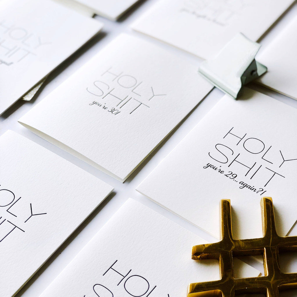Steel Petal Press - Holy Shit Anniversary - Letterpress Anniversary Card
