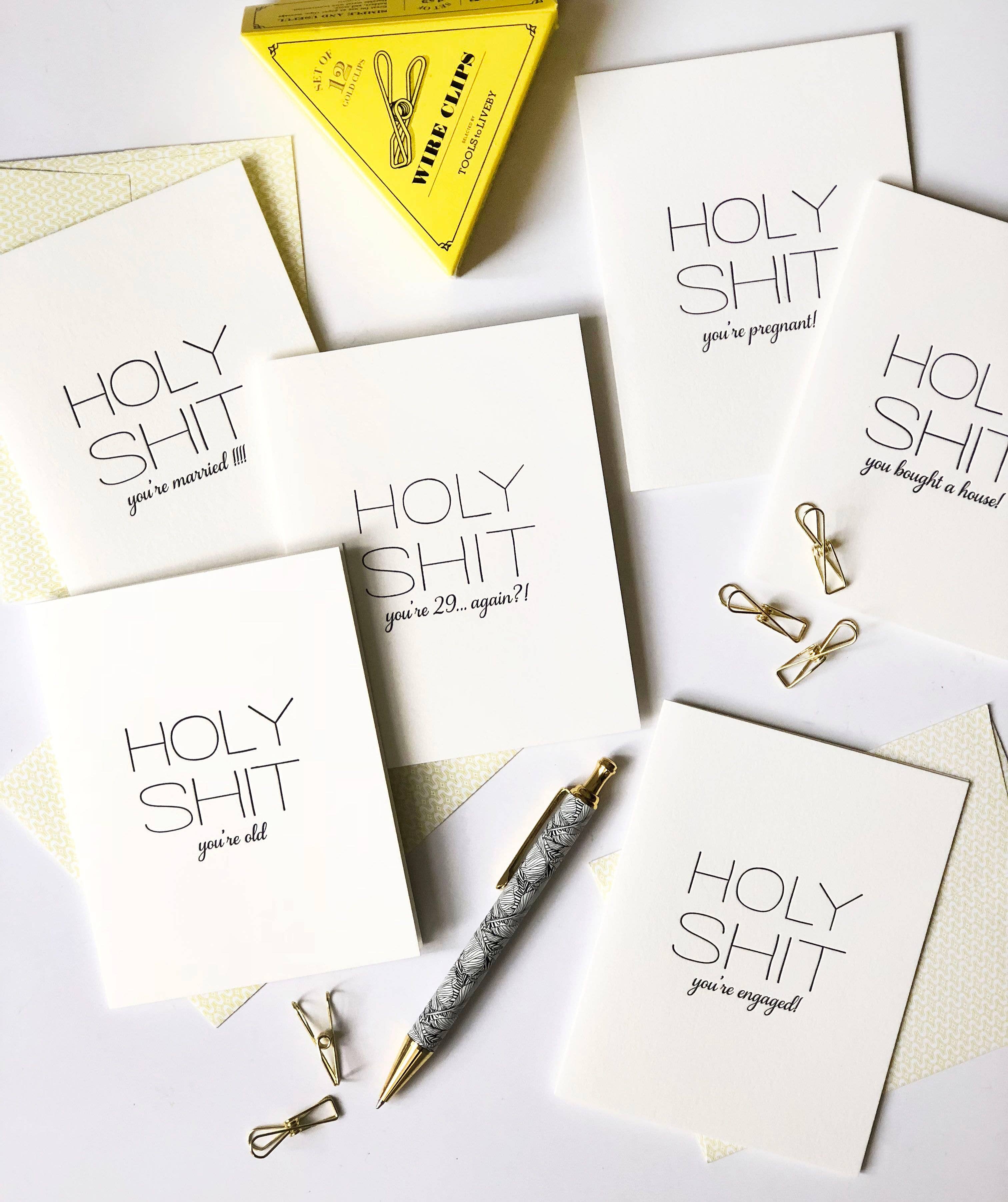 Steel Petal Press - Holy Shit Anniversary - Letterpress Anniversary Card