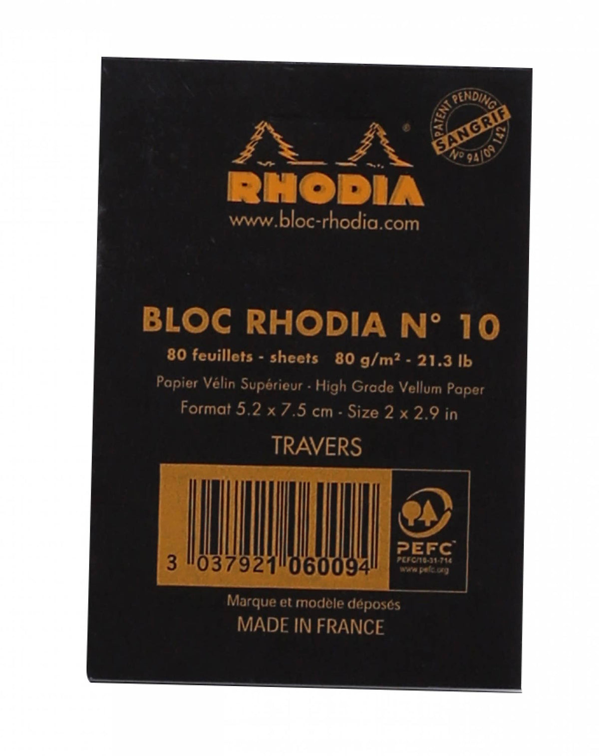 Exaclair - Rhodia Classic Notepad 2 x 3: Black GRAPH / 2" x 3"