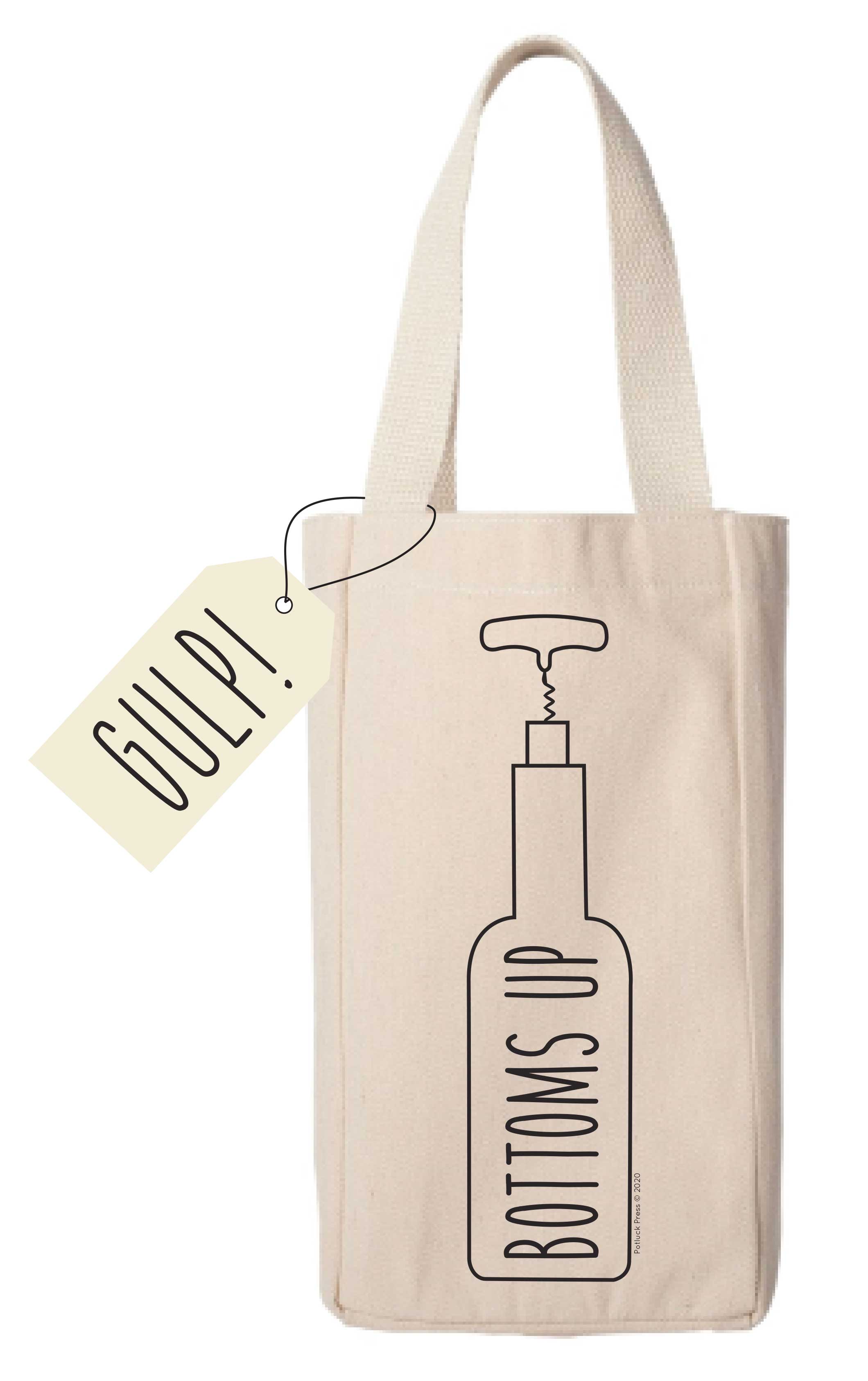 Potluck Press - Bottoms Up Outline Wine Bag