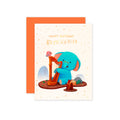 The Little Red House - Birthday Elephant Rose Gold Foil Card, Blank with Envelope