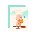 The Little Red House - Birthday Pig Rose Gold Foil Card, Blank with Envelope