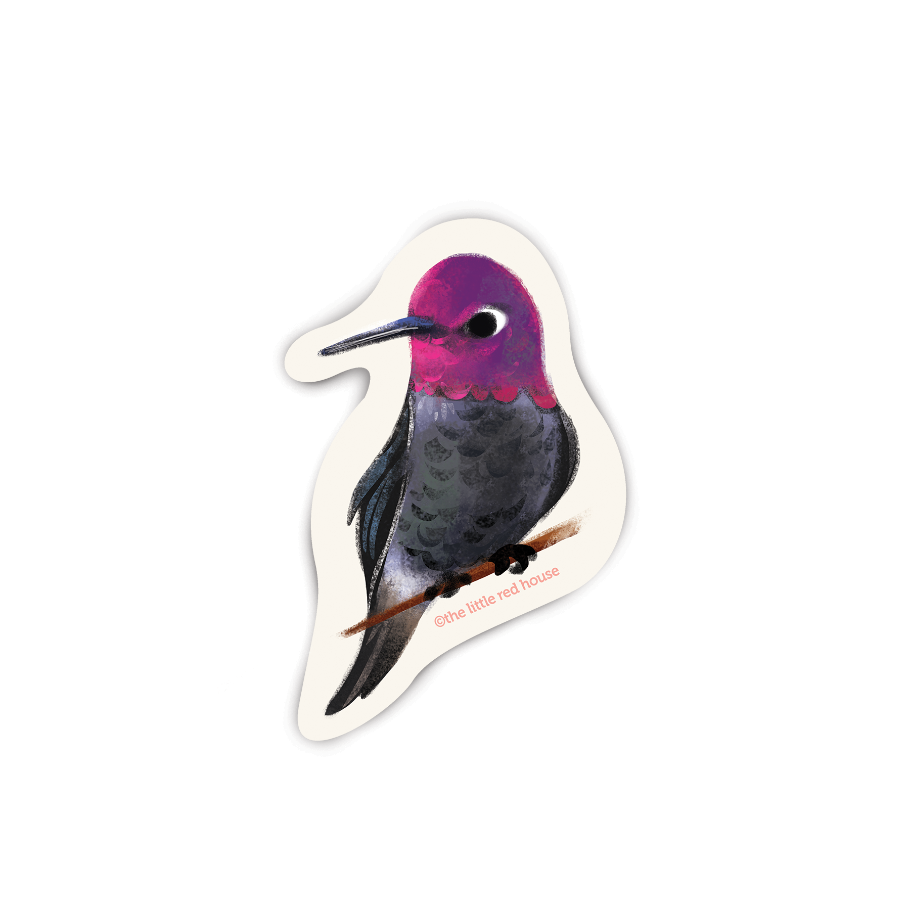 The Little Red House - Purple Hummingbird Vinyl Sticker