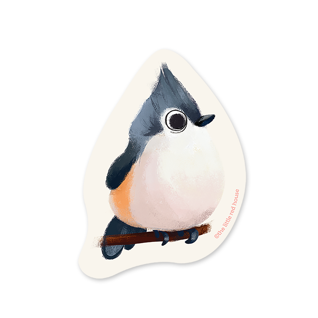 The Little Red House - Tufted Titmouse Bird Vinyl Sticker