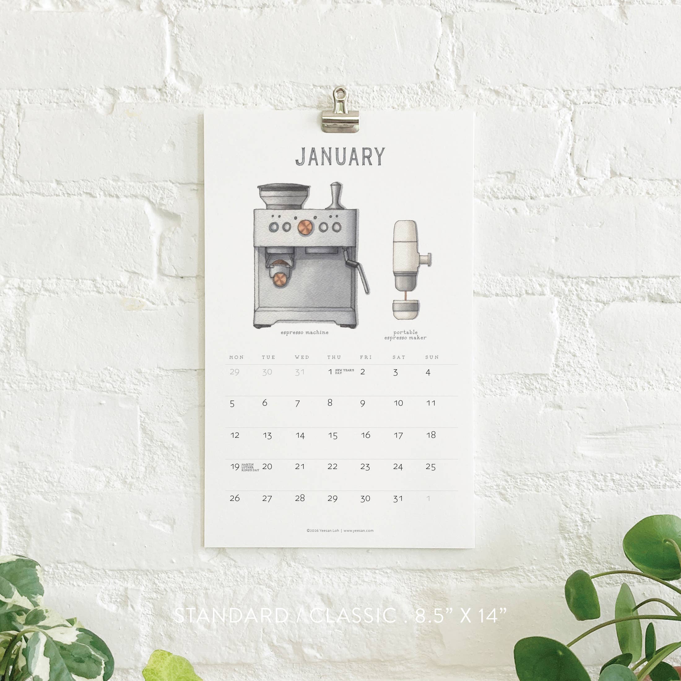 Yeesan Loh - 2026 Calendars: Coffee Brewing: MON-SUN,  Standard, Classic