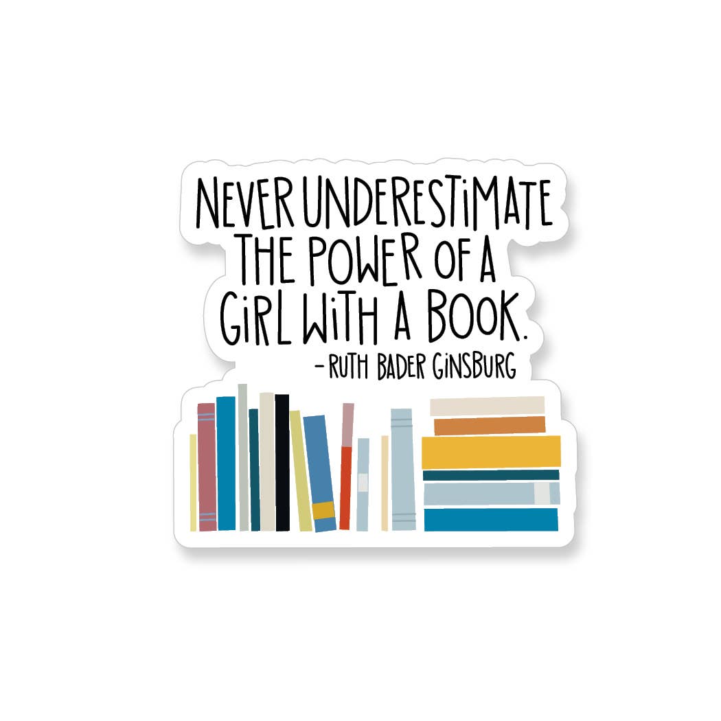 Apartment 2 Cards - Ruth Bader Ginsburg Girl with a Book Vinyl Sticker
