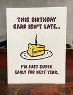 Lady Pilot Letterpress - Not Late Birthday Greeting Card