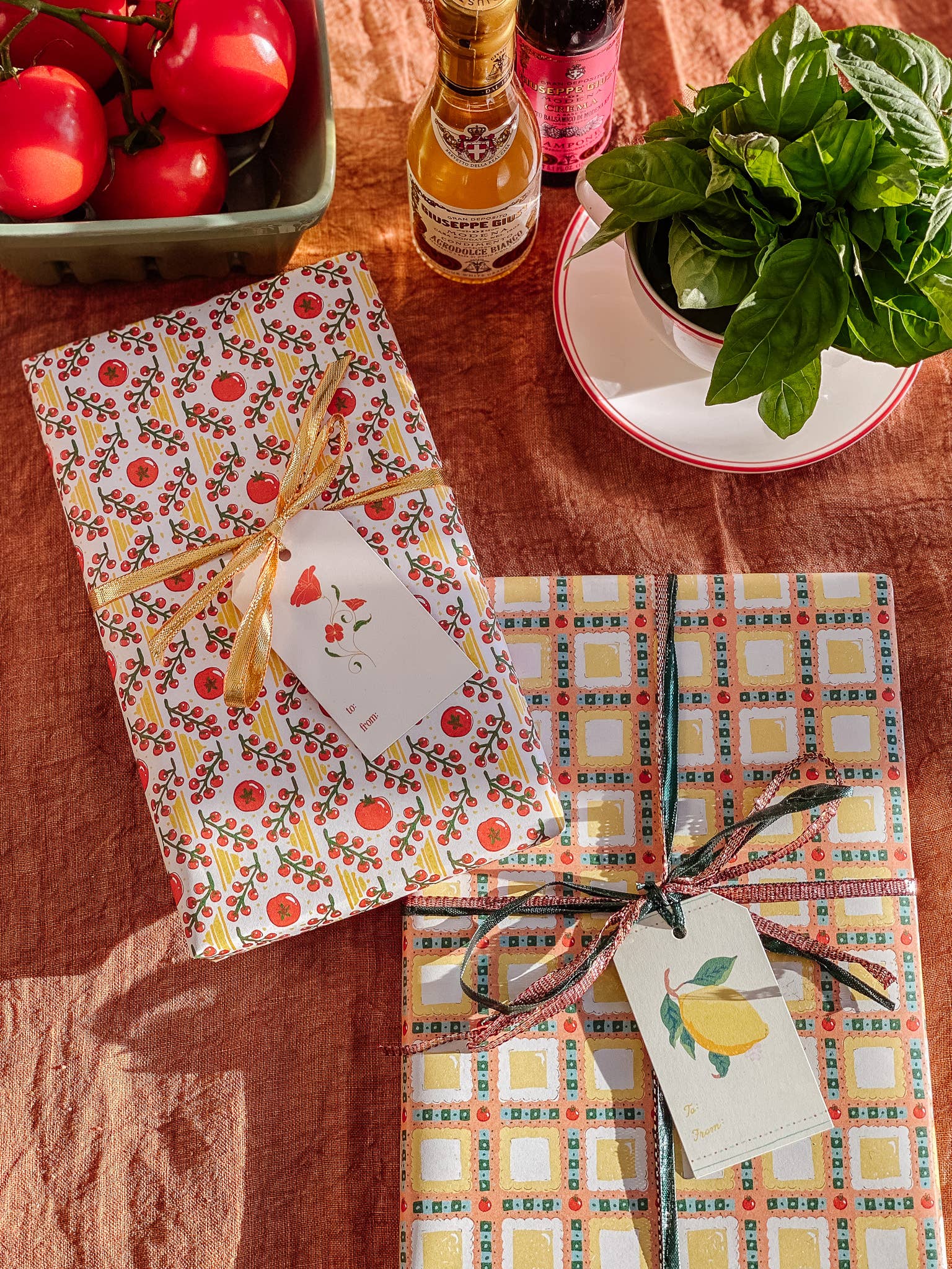 re:mused studio - Tomato Ravioli Gift Wrap Sheet - Double Sided