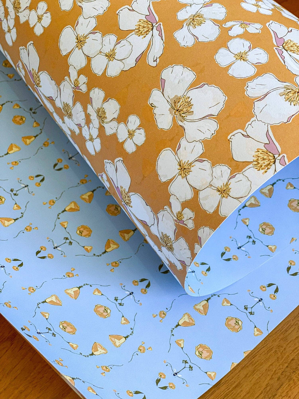 re:mused studio - California Poppy Gift Wrap Sheet – Double Sided: Single Sheets