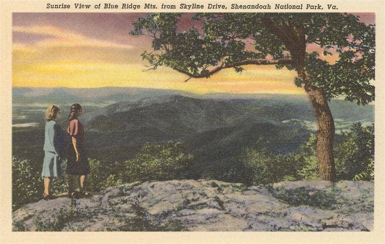 Found Image Press - Postcard VA-430 Sunrise from Skyline Drive