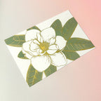 Statement Goods - Magnolia Gold Foil Postcard, White Background