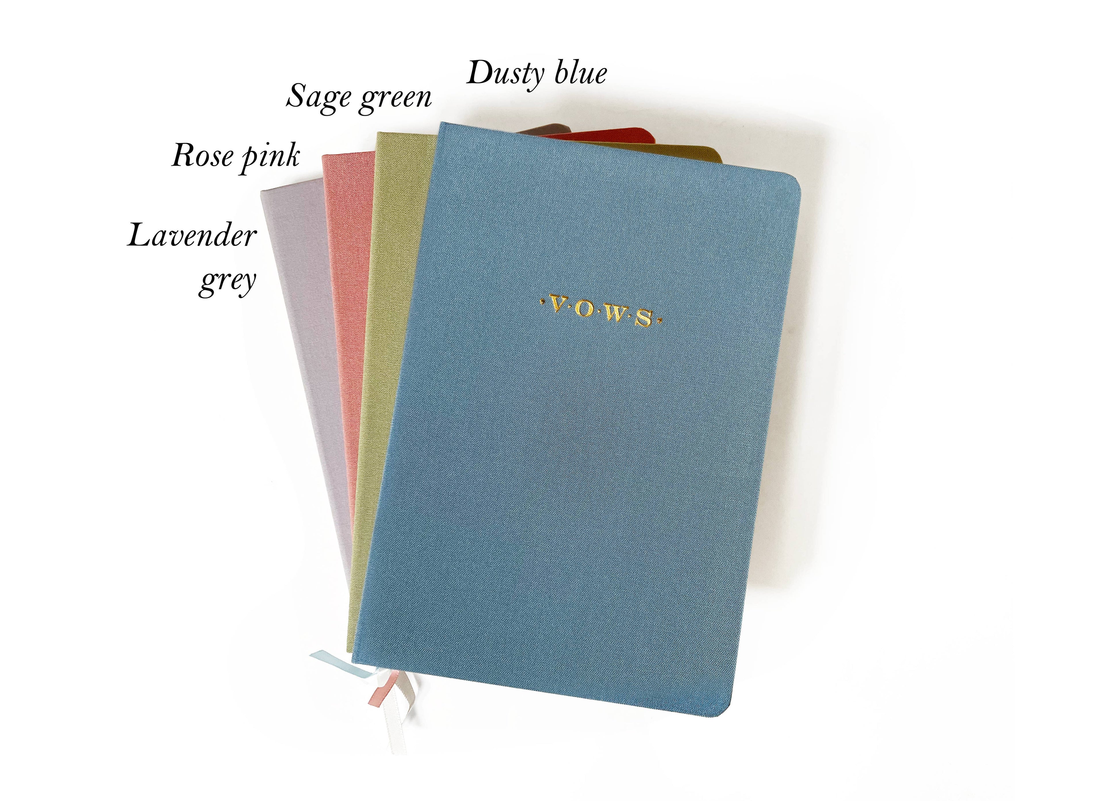 Studio Portmanteau - Wedding Vows Foil Embossed Linen Notebook | Pastel Tones: Sage green