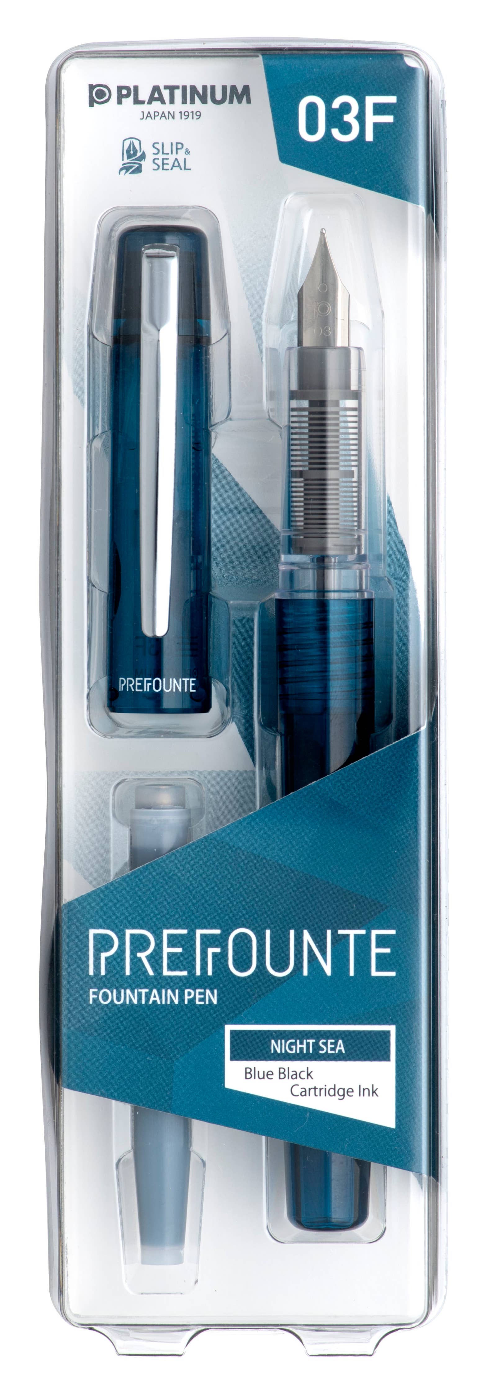 Platinum Prefounte Fountain Pen -  Graphite Blue,  Fine