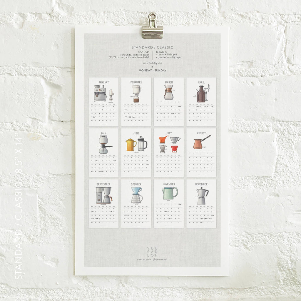 Yeesan Loh - 2026 Calendars: Coffee Brewing: MON-SUN,  Standard, Classic