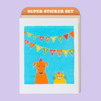 Egg Press Manufacturing - Card & Sticker Sheet Set - Cat & Dog Bday