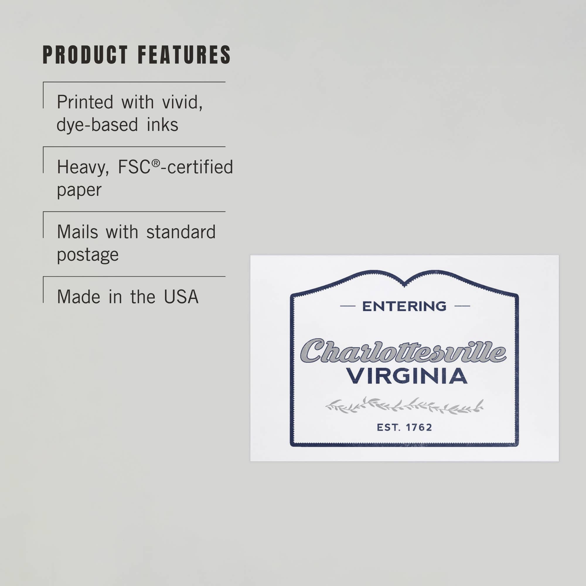 Lantern Press - PREMIUM POSTCARDS Charlottesville, Virginia, Now Entering