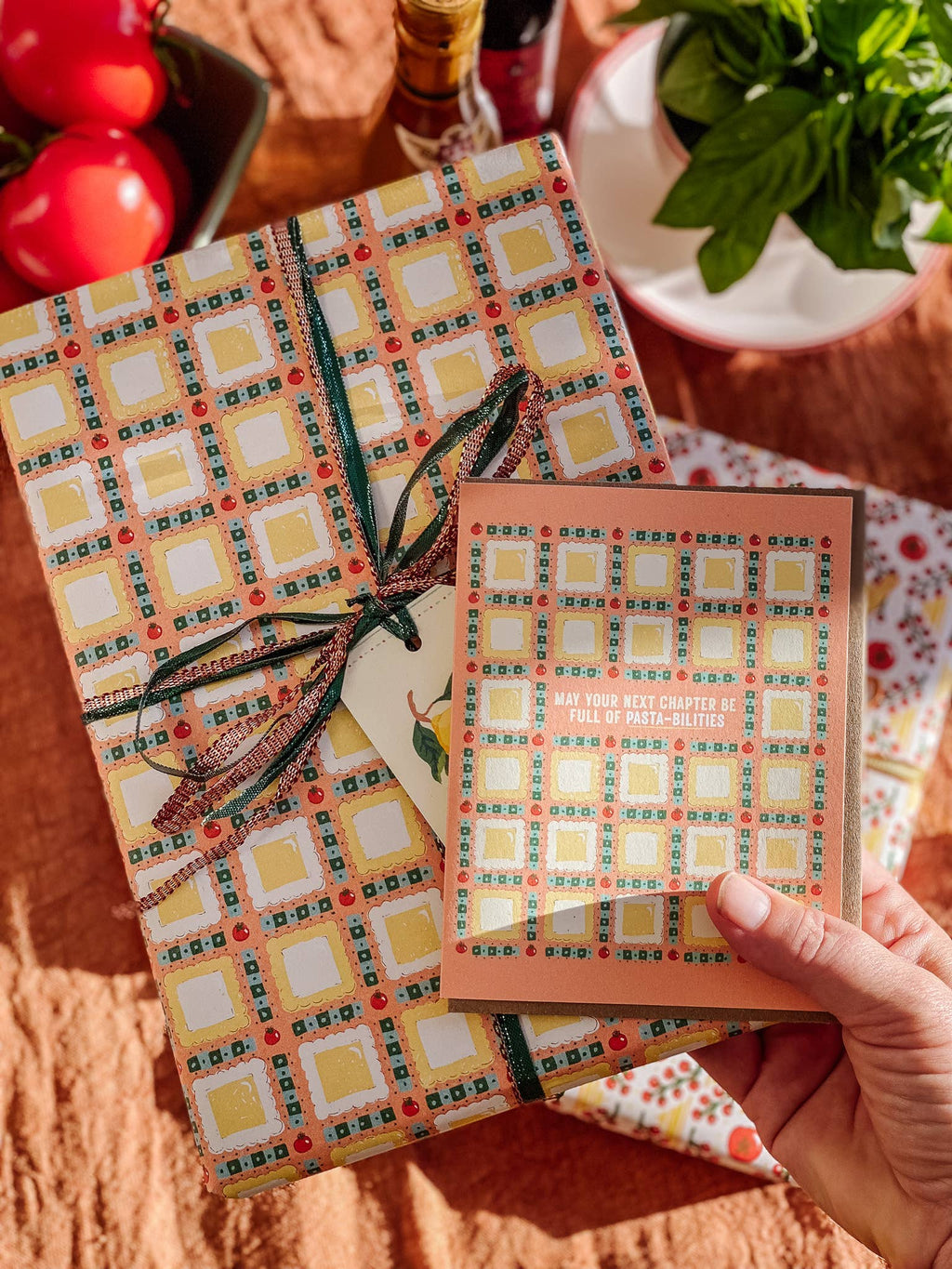 re:mused studio - Tomato Ravioli Gift Wrap Sheet - Double Sided