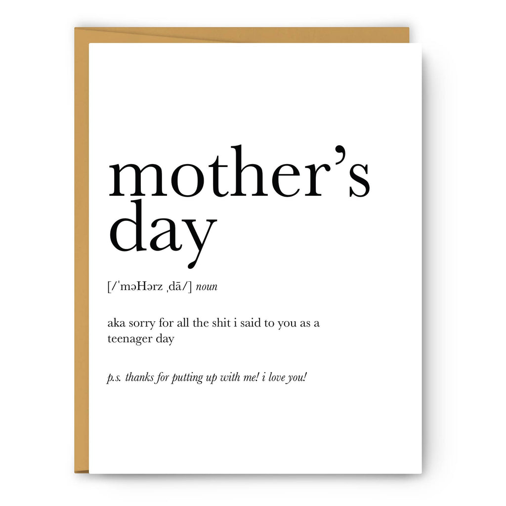 Footnotes - Mother's Day Definition (sorry) - Mother's Day Card