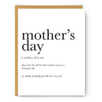 Footnotes - Mother's Day Definition (sorry) - Mother's Day Card