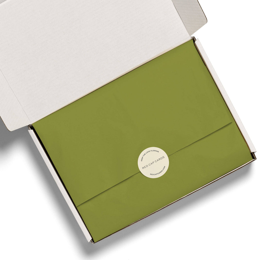 Red Cap Cards - Chartreuse tissue paper