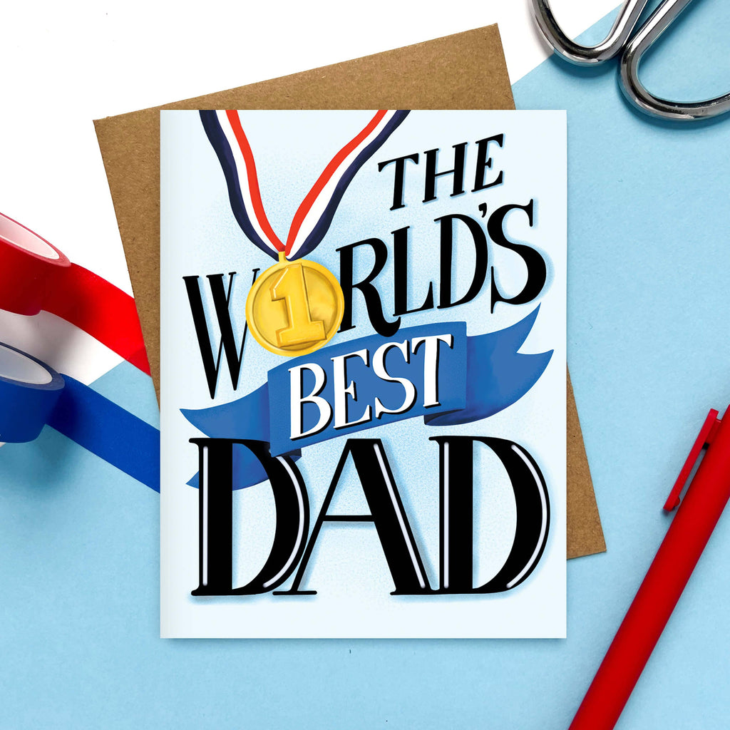 Morgan Swank Studio - World's Best Dad Medal | Father's Day Card