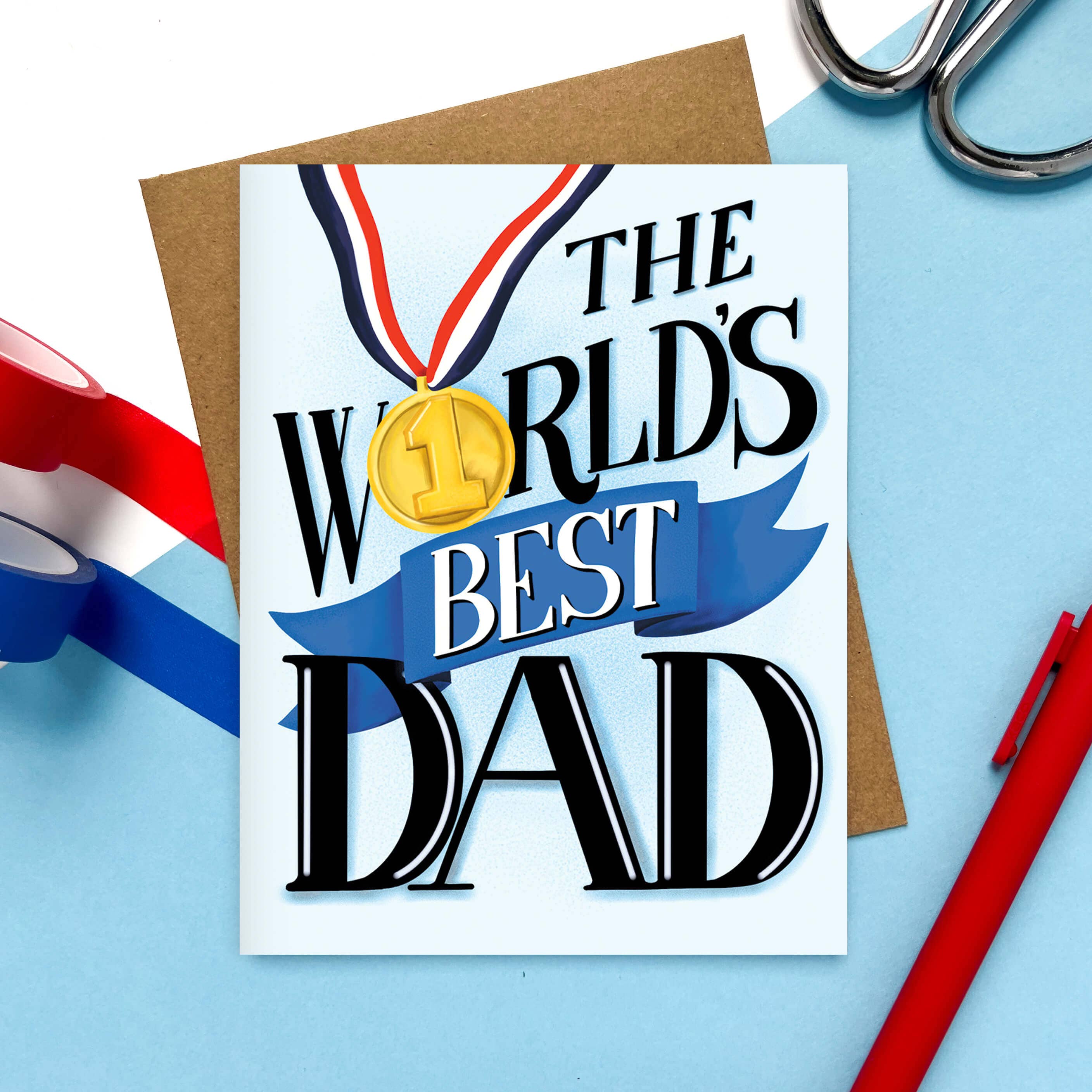 Morgan Swank Studio - World's Best Dad Medal | Father's Day Card