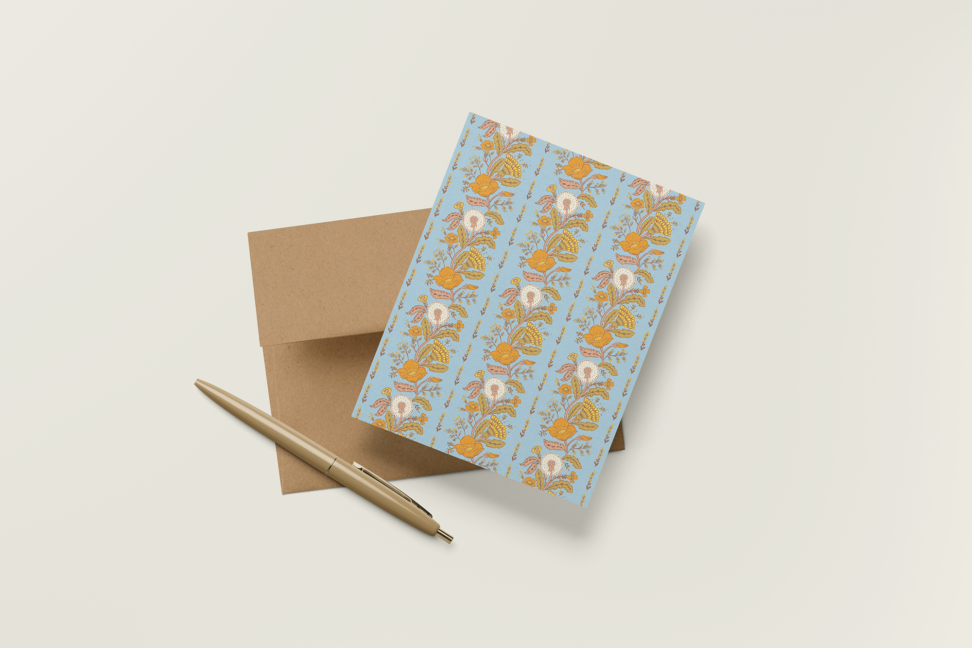 re:mused studio - Dandelion Poppy Rows A2 Greeting Card