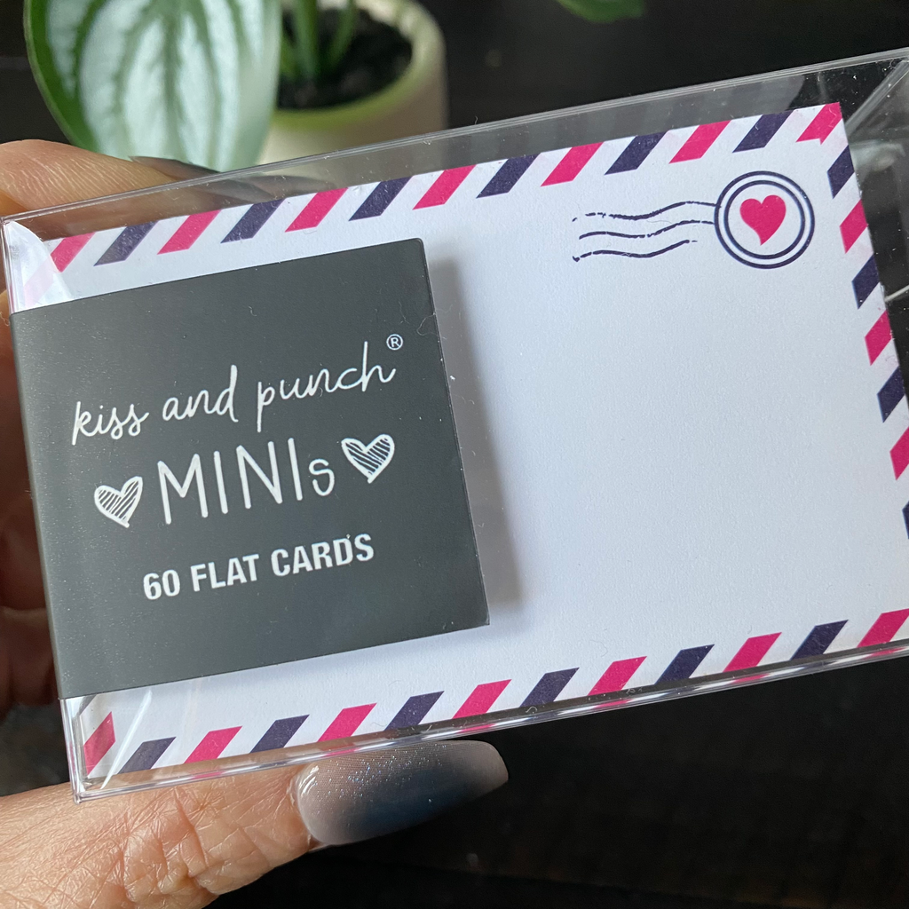 Kiss and Punch - Airmail Variation Minis™ Flat Notecard Set of 60 