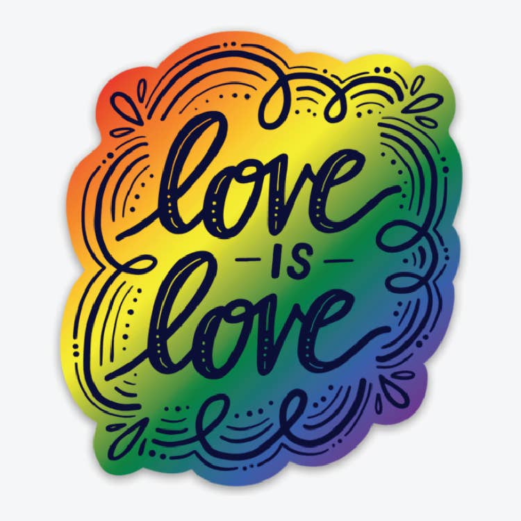 Lettering Works - Love is Love Sticker: Rainbow