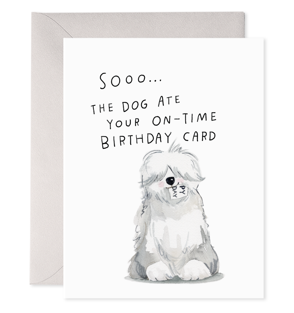 E. Frances Paper - Sheepdog Belated | Belated Birthday Card
