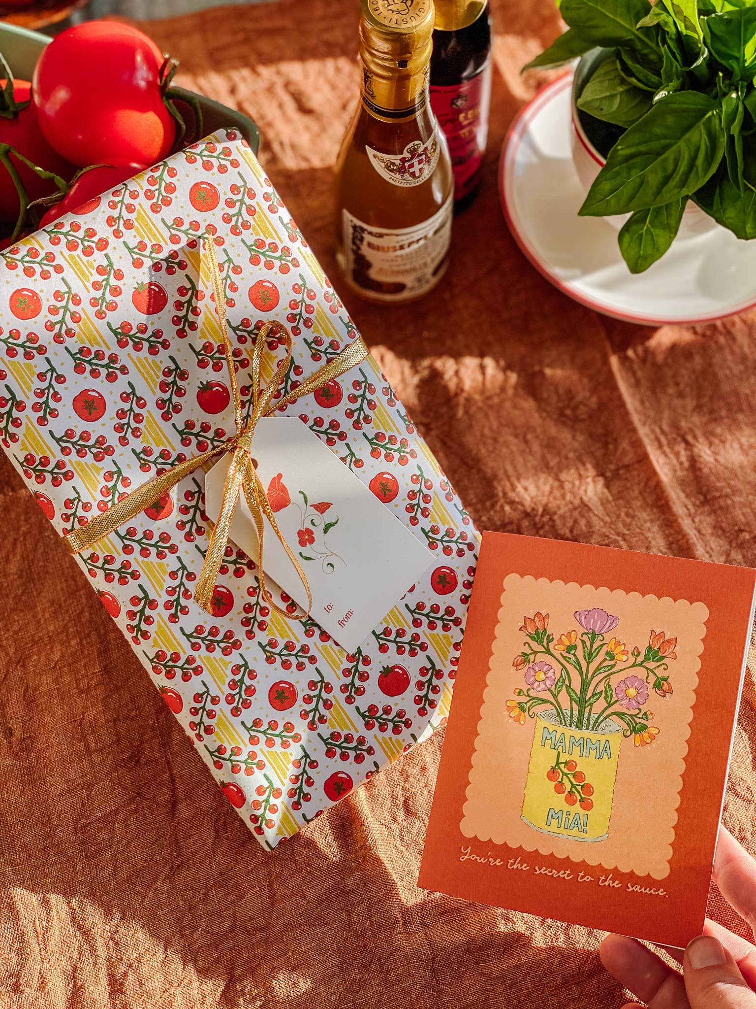 re:mused studio - Tomato Ravioli Gift Wrap Sheet - Double Sided